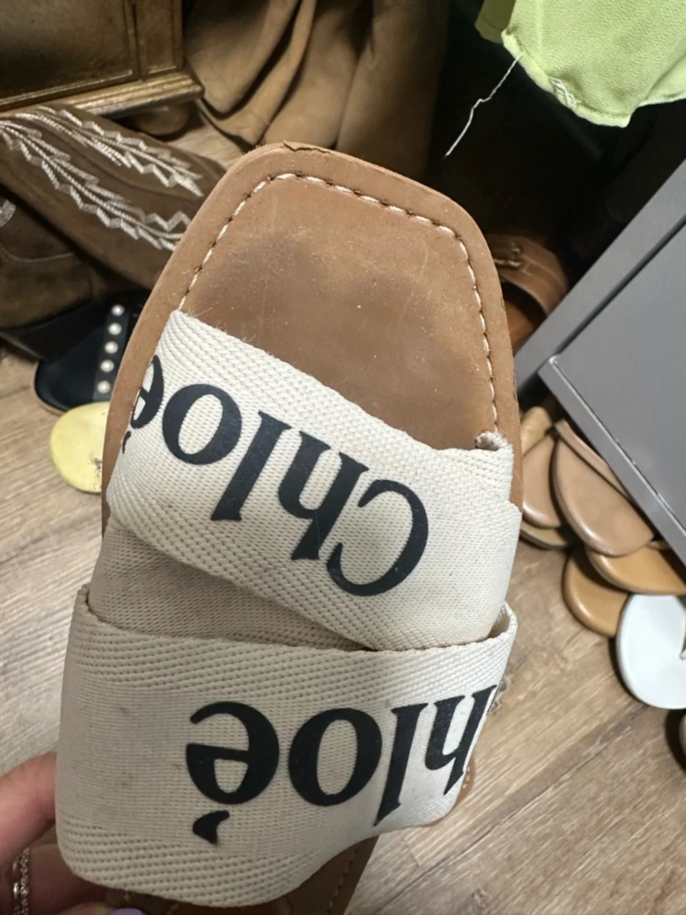 Chloe Logo Canvas Slide Sandal woody - Picture 6 of 7